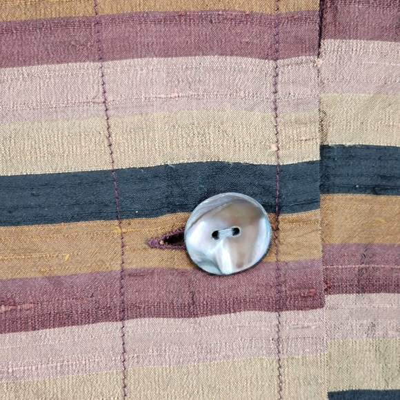 Chico's Design Vintage Women's 100% Silk Stripes Button Front Shirt Jacket - Picture 5 of 7